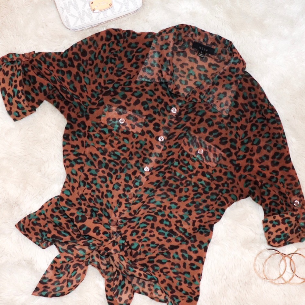 Mine Leopard printed sheer crop too